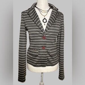 Soho Apparel Charcoal Striped Blazer